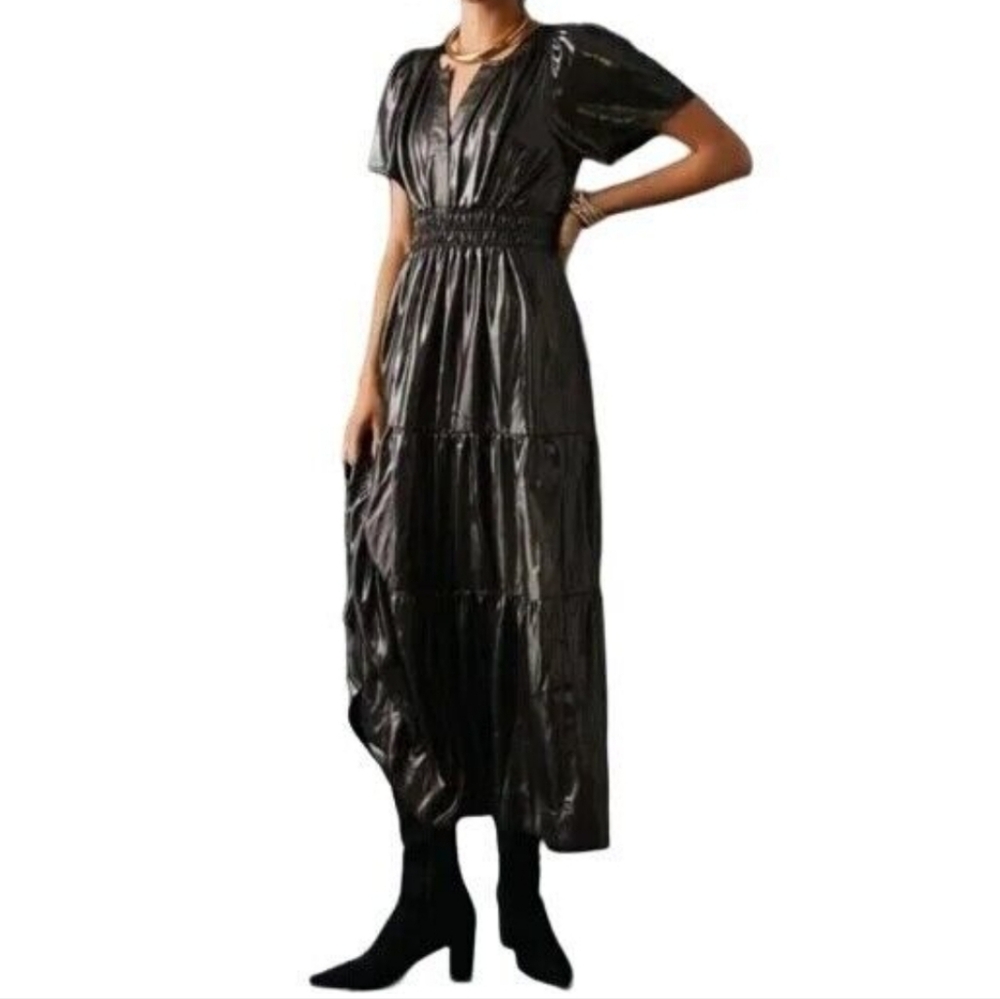 ANTHROPOLOGIE The sumerset Metalic dress size L NWOT